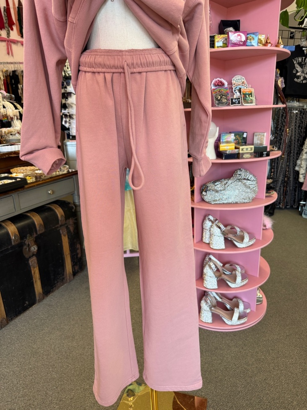 100% cotton Pink Hoodie & Wide-Leg Sweatpants Set - Picture 5 of 5
